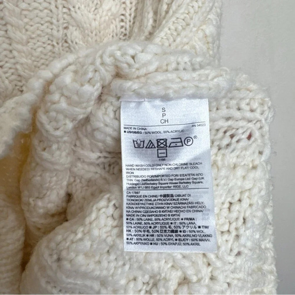 Banana Republic Womens Small Boat Neck Oversized Cable Ivory Wool Sweater - Picture 12 of 15